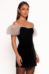 Ennette Velvet Mini Dress - Black