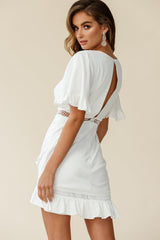 Walk This Way Pintuck Angel Sleeve Dress White