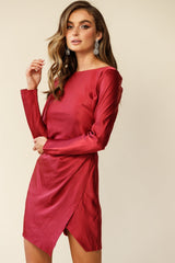Thank Me Later Long Sleeve Open Back Dress Wine