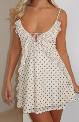 Can't Resist You Mini Dress Cream/Choc Polka Dot