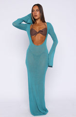Malta Mermaids Long Sleeve Maxi Dress Teal Crush