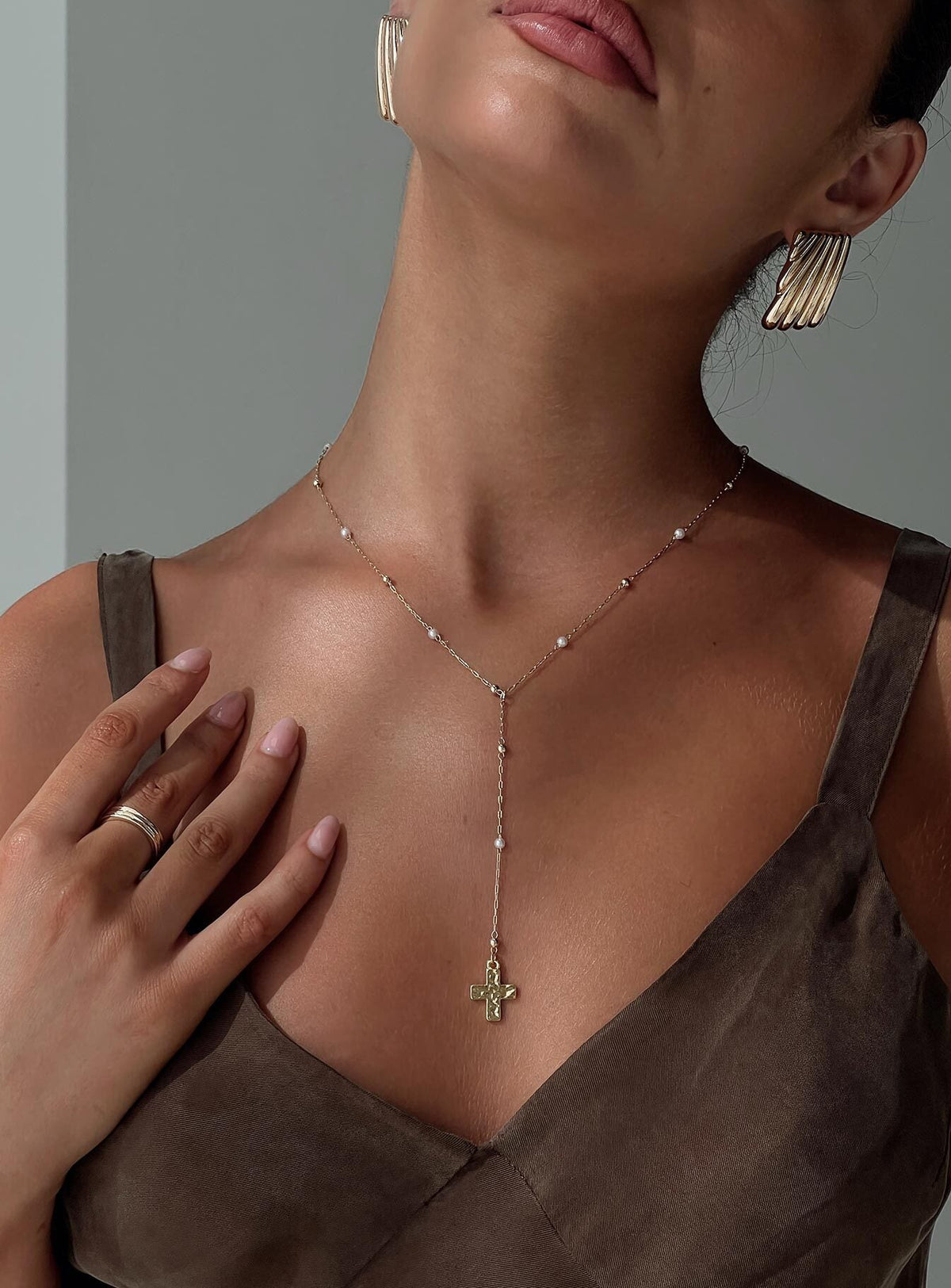 Leonidas Lariat Necklace Gold