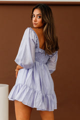Flynn Balloon Sleeve Shirred Bust Mini Dress Lavender