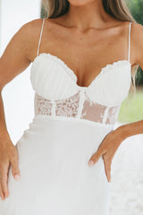 Trophy Lace Bodice Midi Dress Ivory