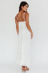 Spark Joy Floral Crochet Overlay Maxi Dress White