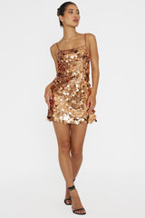 Axel Sequin Mini Dress Bronze