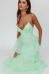 Made For You Tiered Ruffle Midi Dress Mint