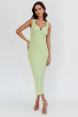 Jennine Lace-Up Back Midi Dress Matcha