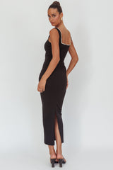 This Magic Moment Pearl Trim Maxi Dress Black