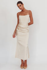 Morella Draped Waist Maxi Dress Champagne