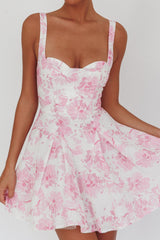 Get My Attention Off-Shoulder Mini Dress Floral Pink