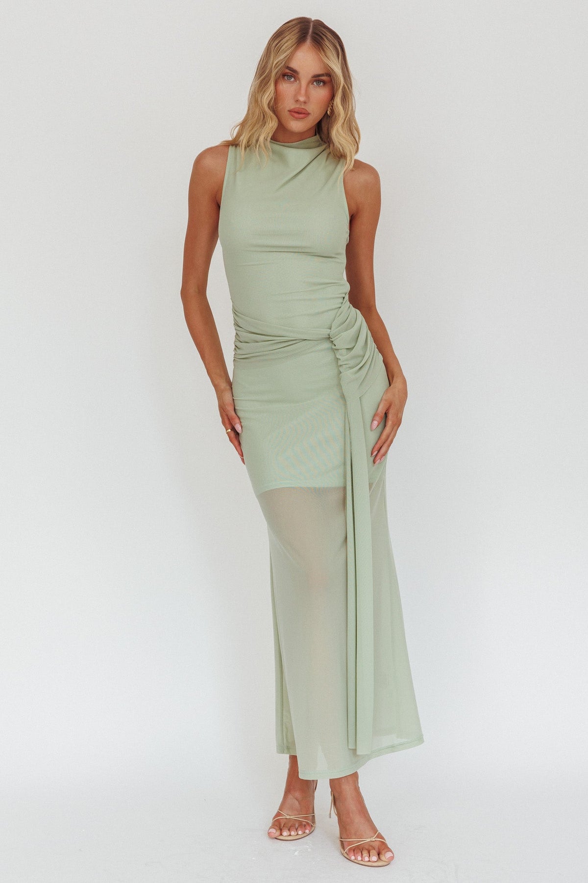 Girl's Night Waist Sash Maxi Dress Sage