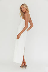 Cocktail Party Strapless Bow Bust Maxi Dress White