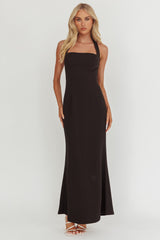 Shellie Square Neckline Halter Maxi Dress Black
