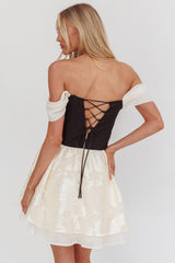 Lusting Off Shoulder Mini Dress Black/Cream