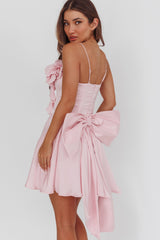 Tell Me Twice Bow Back Mini Dress Pink