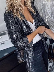 Blazers Fashion Sequin Lapel Long Sleeve Blazer