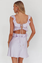 Second Chances Ruffle Trim Mini Dress Lilac
