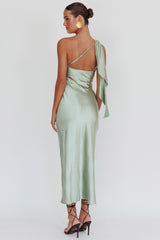 Carmel One-Shoulder Sash Maxi Dress Sage