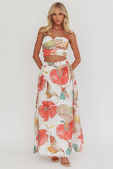 Simple Things A-Line Maxi Skirt Floral White
