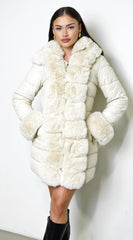 Glacier PU Puffer Fur Jacket - Cream