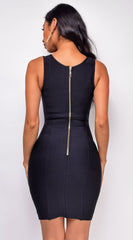 Vallea Black Gold Button Bandage Dress