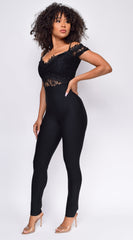Escalia Black Lace Bandage Jumpsuit