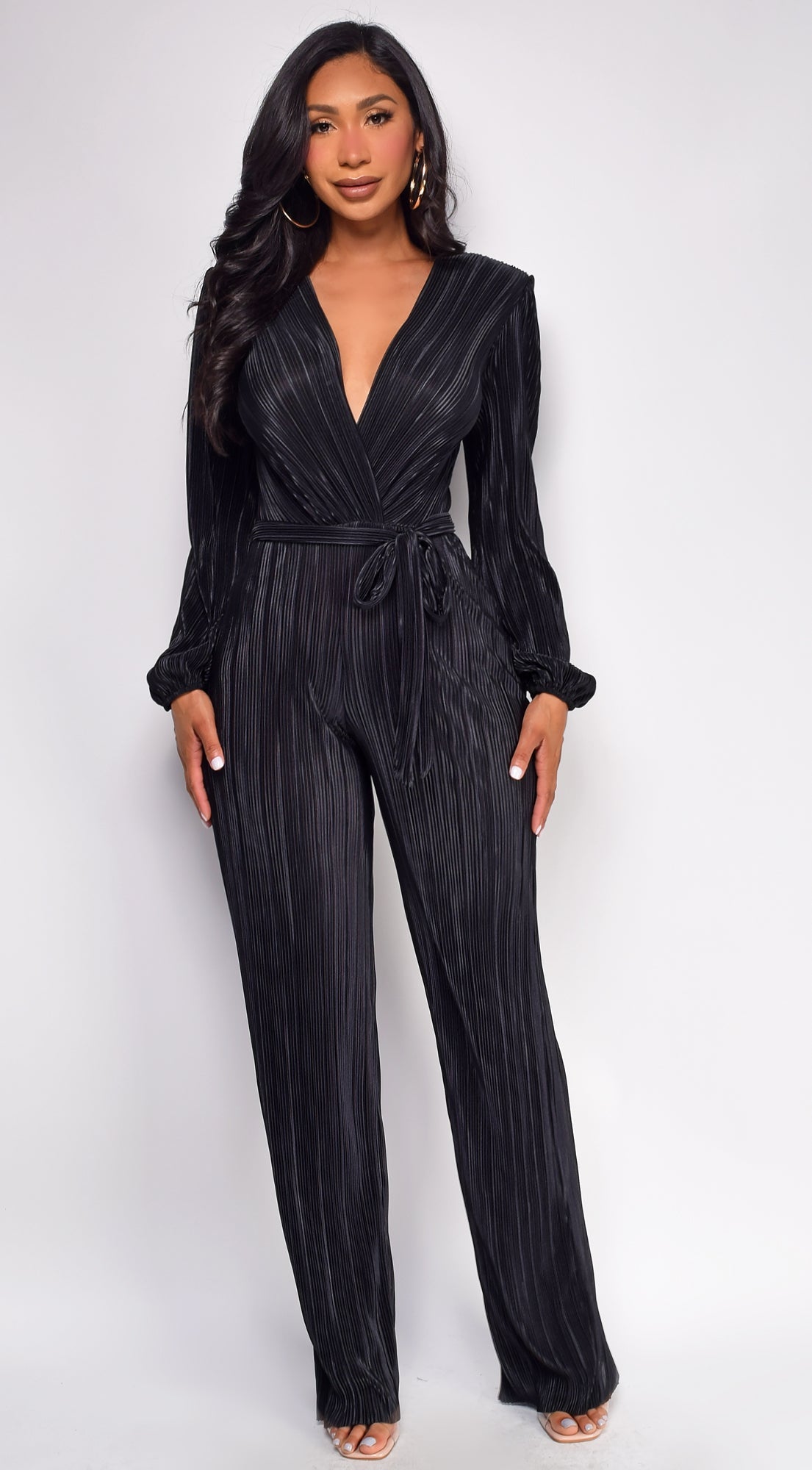 Juna Surplice Jumpsuit - Black