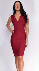 Anniston Bandage Midi Dress - Burgundy