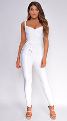 Elmirah Waist Cinching Bandage Jumpsuit - White