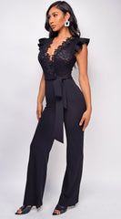 Giulia Black Lace Crochet Jumpsuit