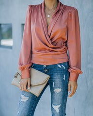 Exceptional Drape Blouse - Rust