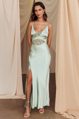 Better Believe Lace Insert Maxi Dress Sage