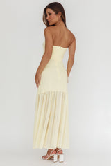 Wilma Sheer Hem Strapless Midi Dress Butter