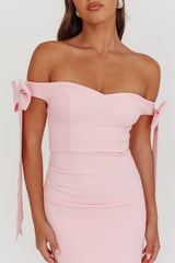 Have Faith Off-Shoulder Bow Sleeve Maxi Dress Baby Pink