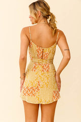 Bright Side Spaghetti Strap Ruched Detail Dress Floral Print Yellow