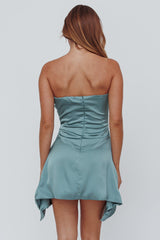 Toni Strapless Ruched Mini Dress Teal