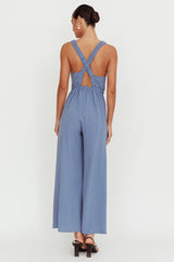 Everything Crossover Strap Jumpsuit Storm Blue