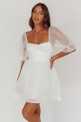 I've Got Sunshine Puff Sleeve Mini Dress White