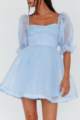 I've Got Sunshine Puff Sleeve Mini Dress Sky Blue