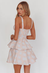 Provence Bloom Peplum Mini Dress Pink