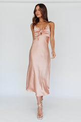 Perfect Day Satin Midi Dress Blush