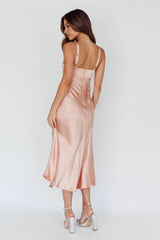 Perfect Day Satin Midi Dress Blush