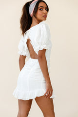 Icing On The Cake Open Back Ruched Dress White