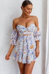 Ianthe Off-Shoulder Puff Sleeve Dress Floral Mint
