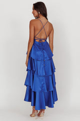 Auguste Tiered Frill Strappy Back Dress Electric Blue