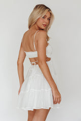 Eyona Cut-Out Waist Tie Mini Dress White