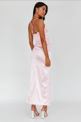 Cierra Thigh Split Maxi Dress Baby Pink