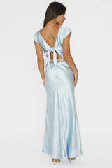 Taken Heart Lace Trim Tied Back Dress Baby Blue