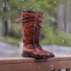 Flat-Heeled Lace-Up Boots